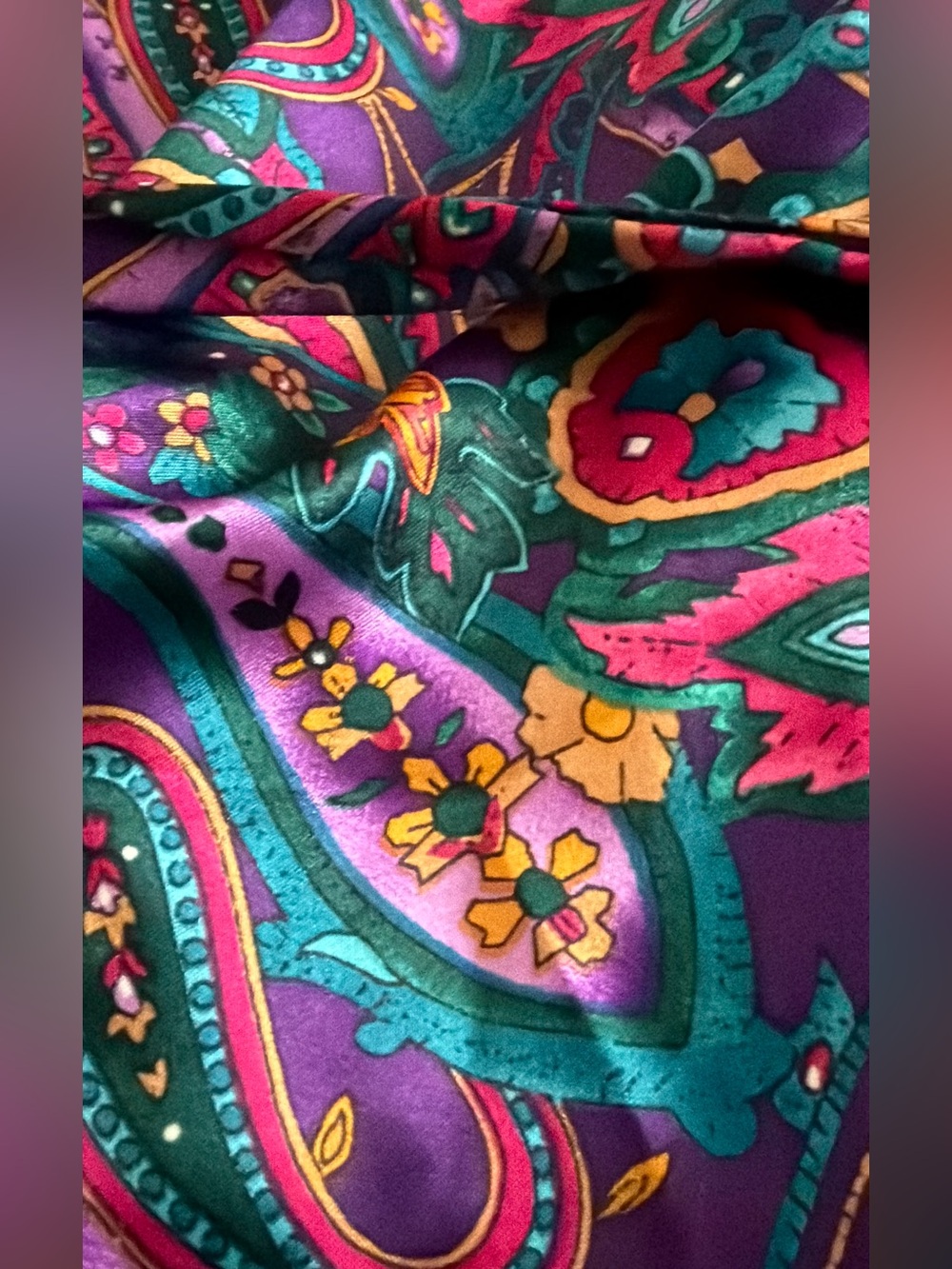 Adonna Vintage Satin Paisley Kimono Robe Size M - Picture 5 of 8